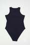 Women's Halter Neck Navy Blue Bodysuit - 4