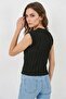 Women's Zero Sleeve Textured Black Blouse - 5