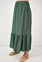 Women's Ruffled Hem Emerald Green Skirt - 3