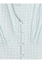 Blue V-Neck Plaid Waist-Slit Dress - 2