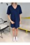 Navy blue v-neck modal dress - 2