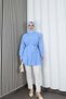 Hakim Collar Pleated Detailed Buttoned Tunic Baby Blue Hnt2127