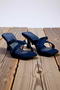 Women's Square Toe Buckle Metallic Slippers 7 Centimeter Thin Heeled Faux Leather Comfortable Cut Daily Modern