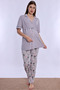 Short Sleeve Soft Textured Cotton Maternity Set Effortt - Gray - 6
