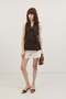 Brown Linen Blend Double-Breasted Women's Vest - 2