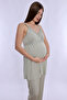 Maternity and Postpartum Pajama Set with Rope Straps and Breastfeeding Feature Effortt - Green - 7