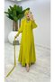 Women's Hijab Oil Green Abaya Model Medina Silk Fabric Zümra Dress - 2