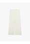 Wide Leg Palazzo Pants with Pile Detail and Pockets - Off-White - 4