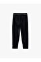 High Waist Striped Carrot Pants with Belt Detail and Pockets - Navy Blue Striped - 3