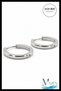 12mm Surgical Steel Sectioned Bar Tarnish Resistant Hoop Earrings Silver Color Non-Allergic