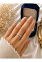 Silver Color Mesh Detailed Stoned Women's Ring |   Elegant and Radiant Modern Design - 2