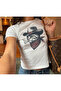 Smoking Cowboy Cat Printed Women's Body Tee