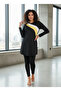 Women's 3-Piece Quick-Dry Long Sleeve Hijab Swimsuit Tunic Leggings Bonnet Set - 3