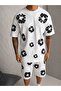 Trendy Floral Patterned Unisex Oversize Two-Piece Set