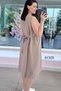 Button Detail Waist Tie Linen Dress 6Y305 - 2
