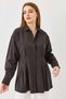 Women's pleated detail chic soft-touch shirt - dark coffee - 3