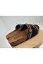Black and Colorful Wooden Beaded Sole Suede Slippers - 2
