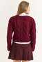 Women's Garnished Shirt Detailed Crop Sweater Burgundy - 5