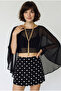 Women's Black Boat Neck Bat Sleeve Transparent Chiffon Blouse Db261015 60286363 - 5