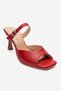 Urael Red Skin Genuine Leather Women's Heeled Slippers - 3
