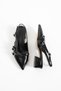 Sorrento Women's Black Patent Leather Open Back Pointed Toe Short Heeled Strappy Women's Shoes - 6