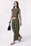 Khaki Linen Blend Women's Vest - 2