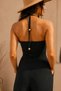 Women's Black Low-Cut Strapless Jumpsuit – Halter Neckline, Pockets, Wide Leg, Stylish Summer Jumpsuit - 5