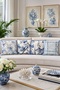 Blue Chinese Patterned 4-Piece Throw Pillow Cover Set - 2