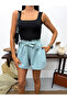 Women's High Waist Elastic Belted Shorts with Pockets - 3