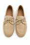 Cavina Women's Beige Genuine Leather Suede Lace-Up Loafer - 2