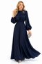 Rose Detailed Lined Full-Length Fitted Dress - 6