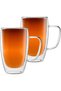 Double Walled Glass Coffee Cups, Set of 2 Large Glass Tea Cup with Handle, 450ml Tall Insulated Coffee Mugs - 2