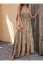 Women's Sleeveless Halter Neck Elastic Waist Leopard Print Micro Dress - 3