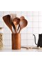 Wooden Cooking Utensils, Natural Nonstick Cooking Utensils Set with Holder - 3