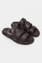 Spirit Brown Matte Belt Buckle Detailed Flat Sole Women's Slippers - 4
