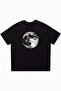 Moon Printed Black Oversize Crew Neck T-Shirt