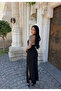 Black Dress with Twisted Chest and Accessories - 4