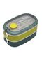 1300ml Lunchbox 2 Layers 3 Compartments Stainless Steel Lunch Box Dark Green-Pistachio Green - 2