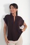 Women's Hakim V-Neck Off-Shoulder Crepe Satin Blouse - 2