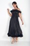 Women's Chiffon Fabric Flounce Detailed Lined Midi Dress