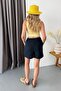 Women's Adjustable Waist Double Pocket 100% Cotton Shorts Navy Blue - 5544 - 5