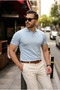 Men's Buttoned Collar Cotton Knitwear T-Shirt - 2