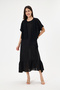 Black Italian Jacketed Long Linen Dress, Size 38 - 42
