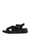 Black Satin Leather Women's Wedge Heeled Sandals - 4