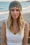 Green Color Pearl Mesh Knitted Hair Bandana Hat
