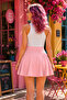 Powder Pink Women's Diver Fabric Flared Mini Skirt - 2