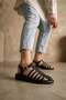 Elit 26Ymrt01C Women's Genuine Leather Flat Sandals Black