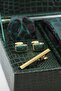 Green Men's Gift Box - Tie with Handkerchief, Cufflinks, Tie Clip Kmk224 - 2