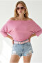 Women's Pink Degaje Collar Draped Blouse Blz-19003308 - 3