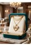 316L Steel Chain Gold Color Heart and Bow Model Zircon Stone Necklace - 4